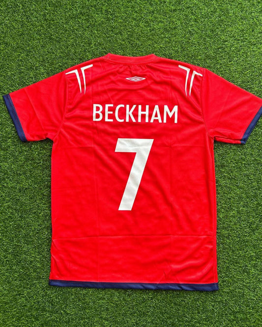 David Beckham England rot-weißes Retro-Trikot