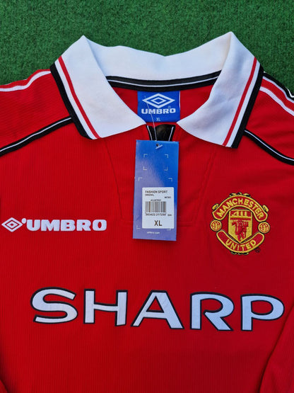 David Beckham 7 - Manchester United 1999 Red Long Sleeve Kit Jersey Trikot Maillot