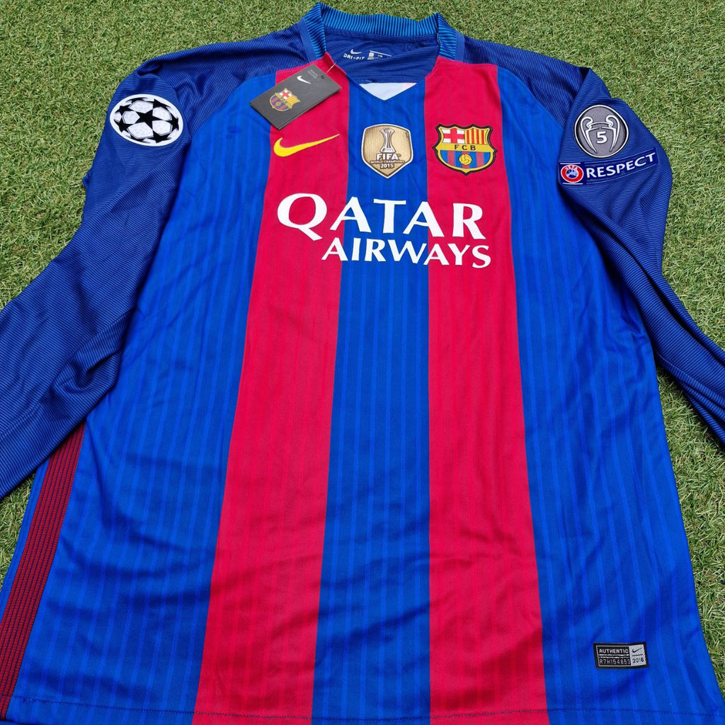 Lionel Messi Barcelona 2016 Special Edition Jersey with World Championship Patch Soccer Jersey