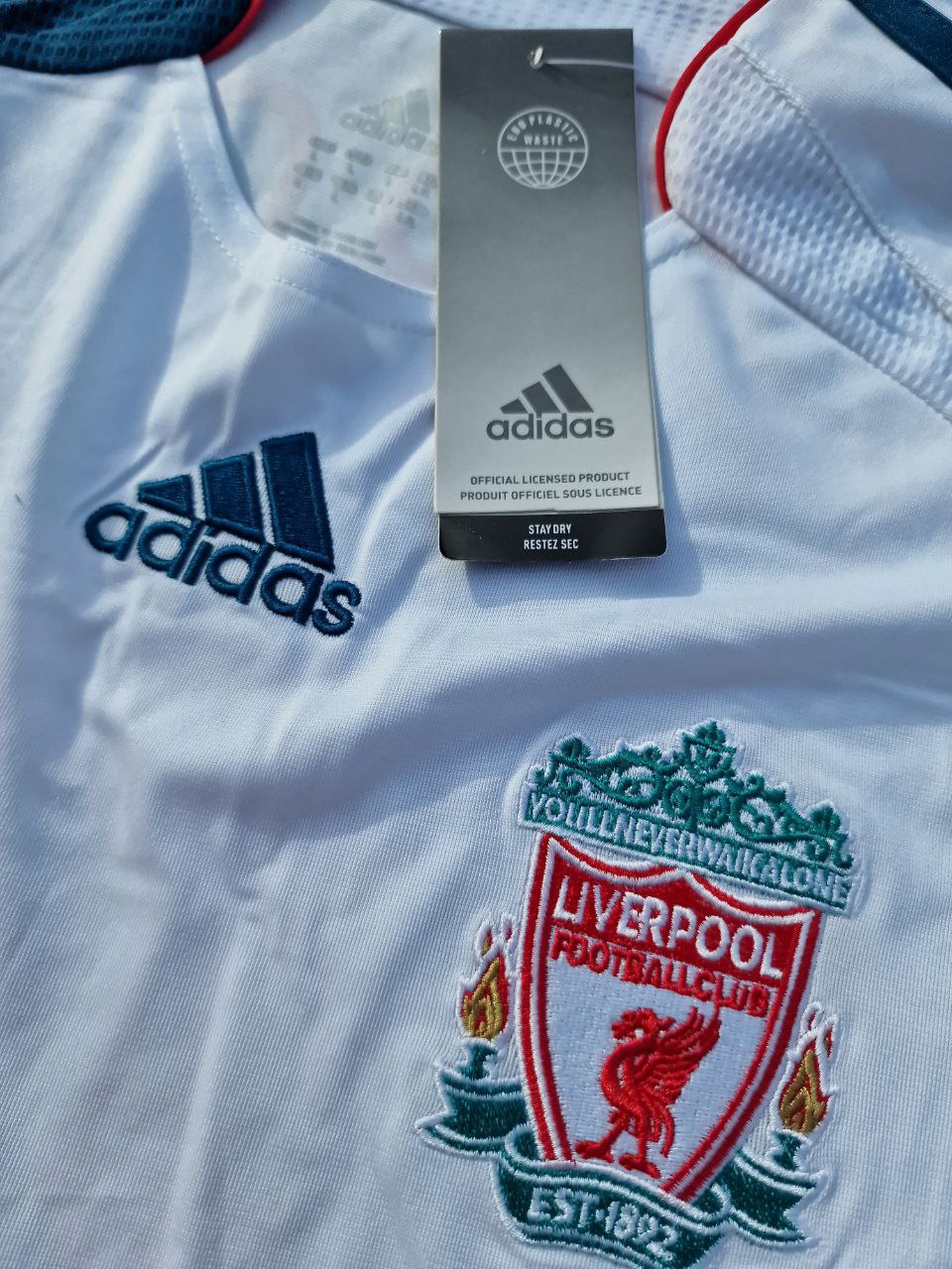 Steven Gerrard Liverpool 2007 White Blue Long Sleeve Retro Jersey