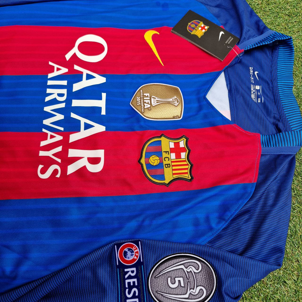 Lionel Messi Barcelona 2016 Special Edition Jersey with World Championship Patch Soccer Jersey