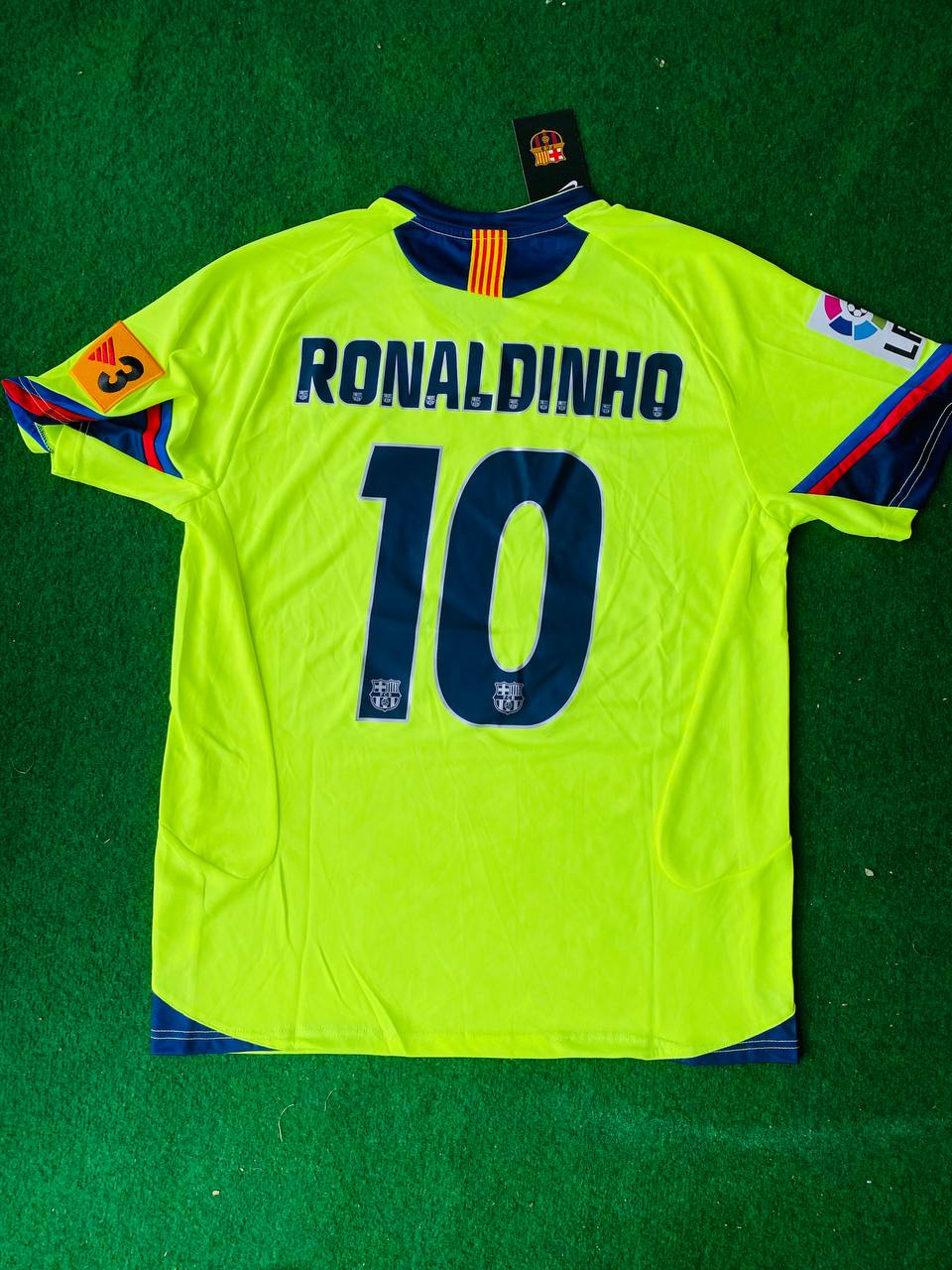 Ronaldinho Gaucho Barcelona 2005 2006 Grün Gelb Retro Trikot Maillot