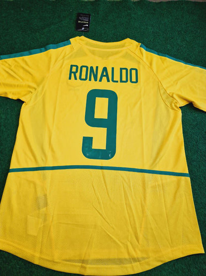 Ronaldo Nazario Brazil 2002 World Cup Yellow Retro Football Jersey