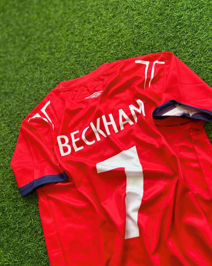 David Beckham England rot-weißes Retro-Trikot
