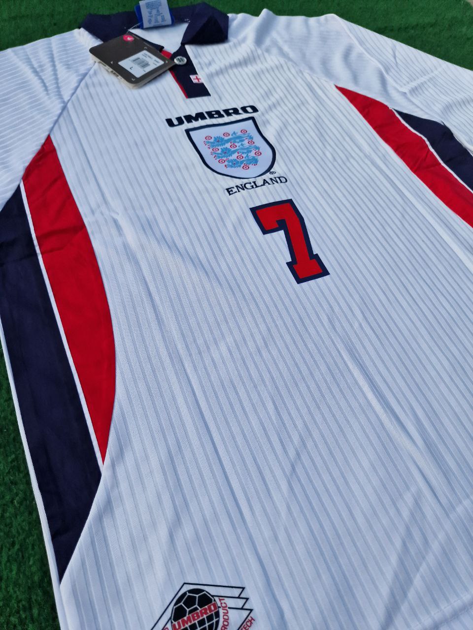 David Beckham England WM 1998 Langarm-Retro-Trikot