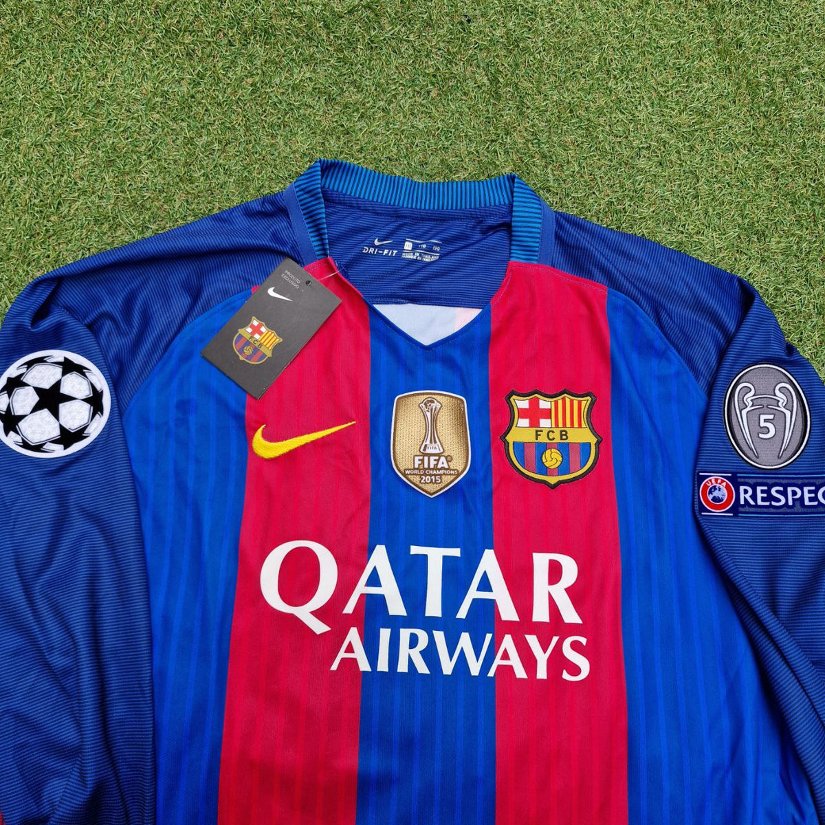 Lionel Messi Barcelona 2016 Special Edition Jersey with World Championship Patch Soccer Jersey