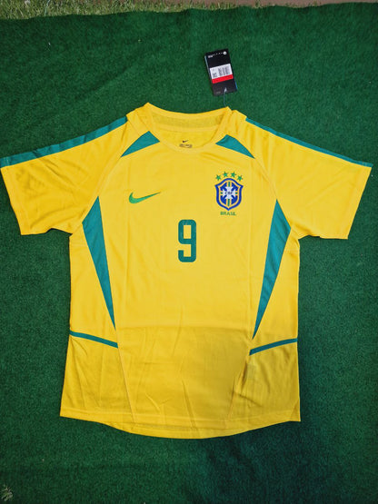 Ronaldo Nazario Brazil 2002 World Cup Yellow Retro Football Jersey