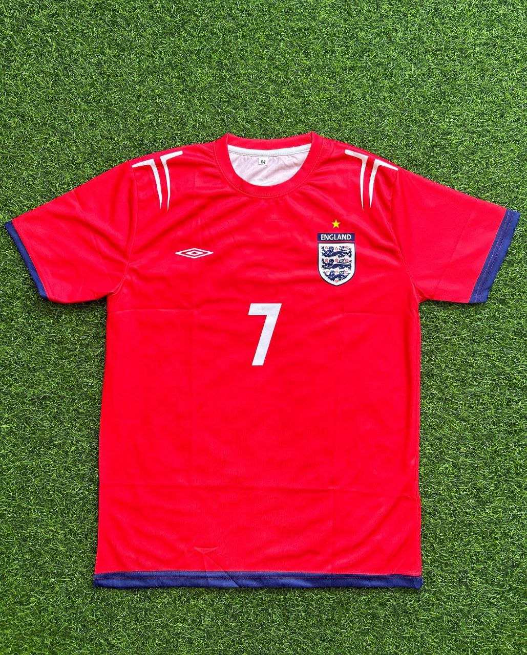 David Beckham England rot-weißes Retro-Trikot