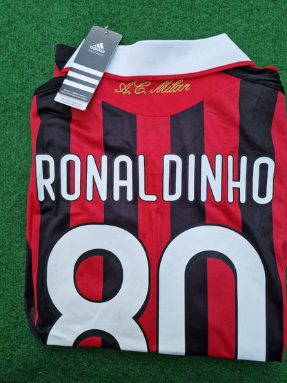 Ronaldinho Mailand 2009 2011 Retro Langarm-Trikot Maillot Trikot Maglia