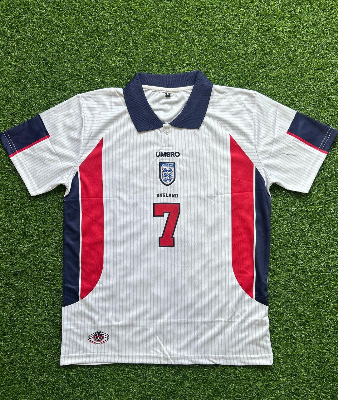 David Beckham England rot-weißes Retro-Trikot