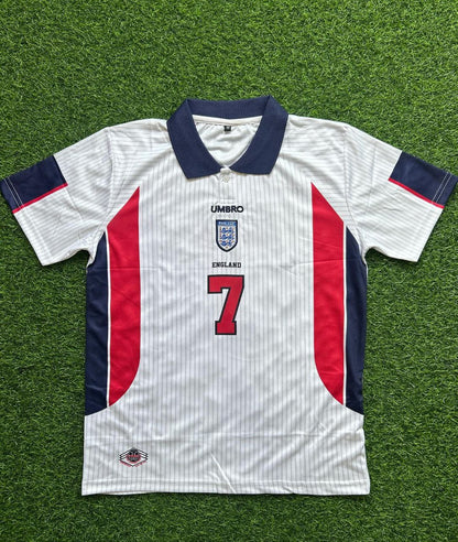 David Beckham England rot-weißes Retro-Trikot