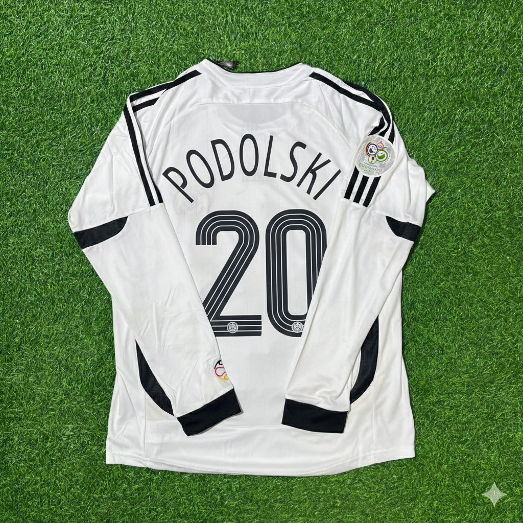 Lukas Podolski Germany 2006 World Cup Long Sleeve White Football Jersey