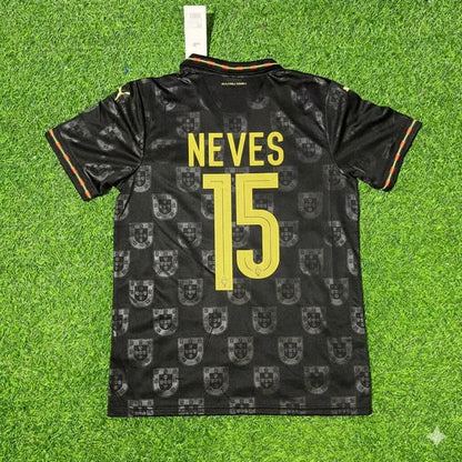 João Neves Portugal 2025/26 Neue Saison Schwarzes Fußballtrikot-Set