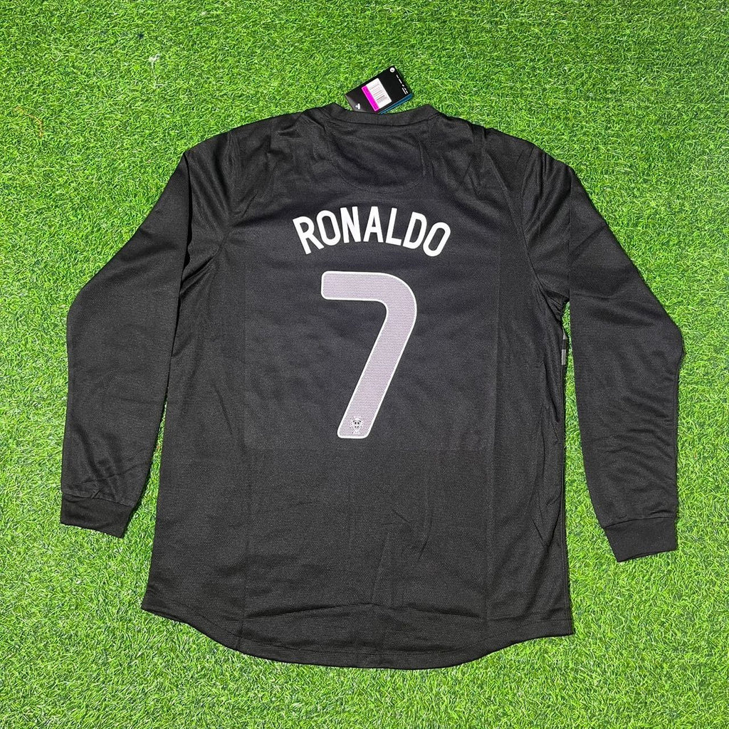 Portugal EURO 2012 Cristiano Ronaldo #7 Retro Away Black Long Sleeve Football Jersey detail view