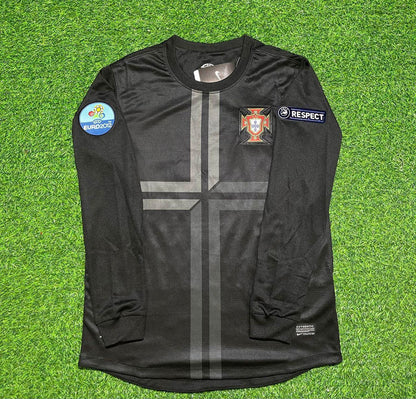 Maillot de Foot Rétro Manches Longues Noir Extérieur Portugal Euro 2012