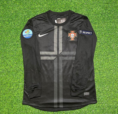 Luis Nani #17 Portugal Euro 2012 Away Black Long Sleeve Retro Football Jersey