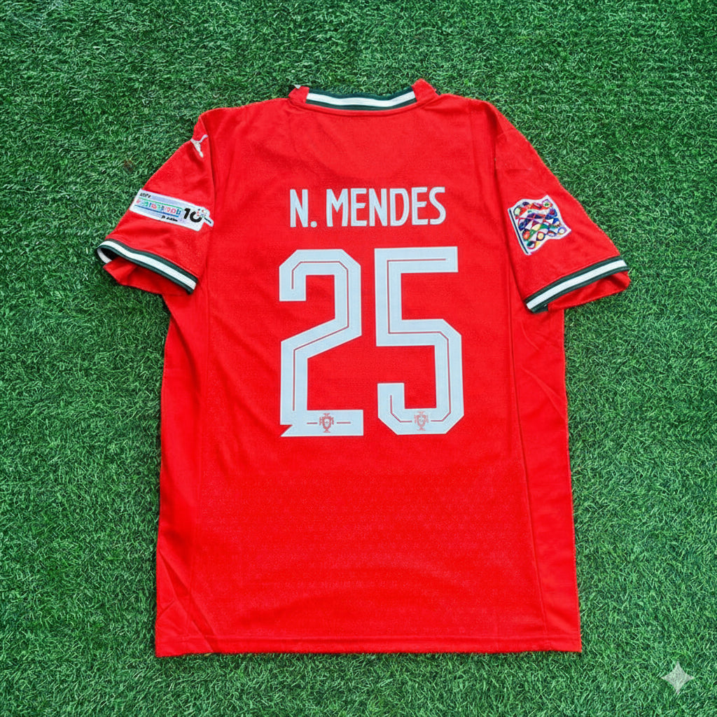 Nuno Mendes Portugal UEFA Nations League Sieger Rot Jersey Trikot Fußballtrikot
