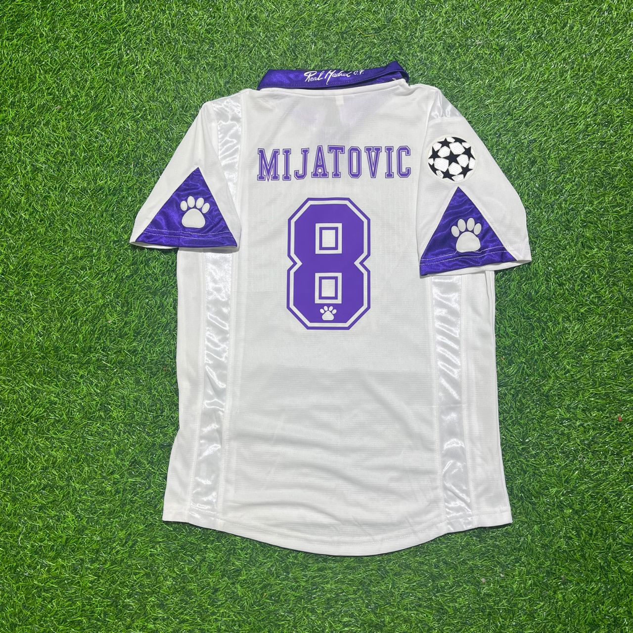 Predrag Mijatović 8- Real Madrid 1998-1999 Season Retro Vintage Jersey Soccer Shirt