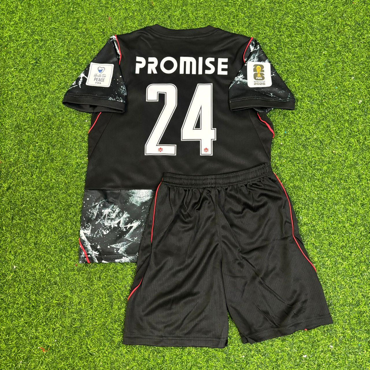 Maillot de football noir enfant Promise David Canada Coupe du Monde 2026