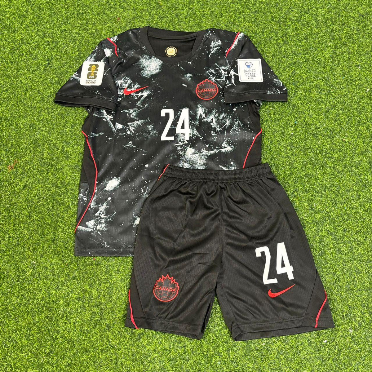 Maillot de football noir enfant Promise David Canada Coupe du Monde 2026