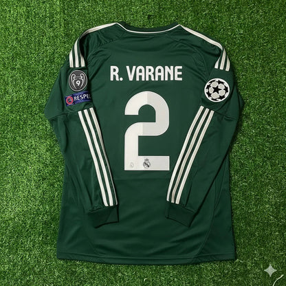 Raphaël Varane 2- Real Madrid 2012-2013 Champions League Green Long Sleeve Jersey Soccer Shirt