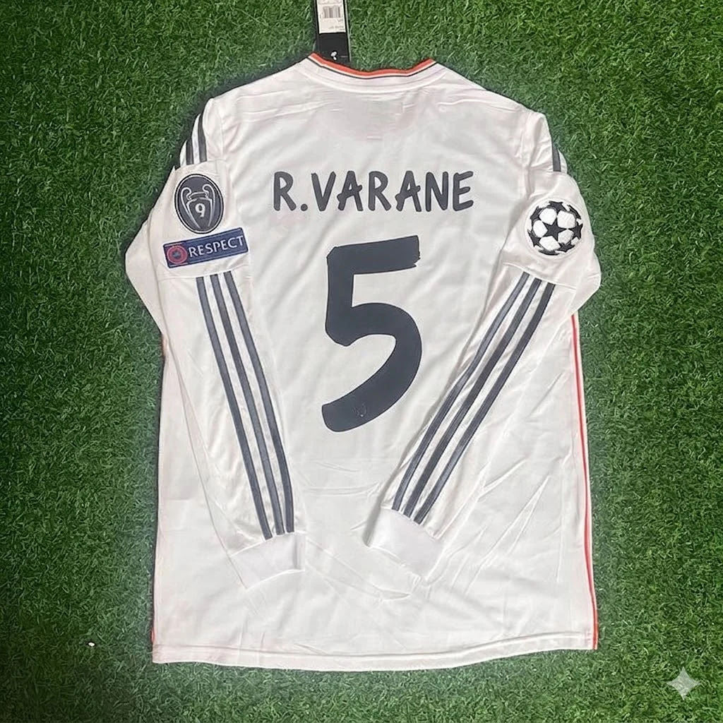 Raphaël Varane #5 Real 2014 Lisbon Final Long Sleeve Jersey Soccer Shirt