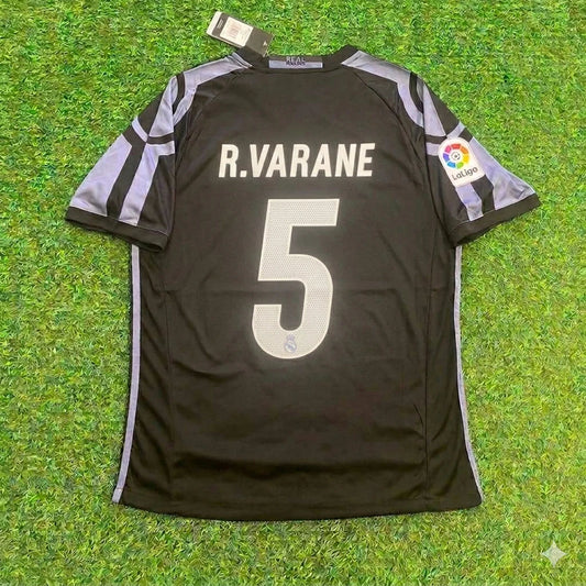 Raphaël Varane 5- Real Madrid 2016 Schwarzes Retro-Fußballtrikot