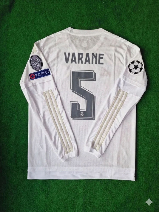 Raphaël Varane 5- Real Madrid 2016 Champions League Final Long Sleeve Jersey Trikot Maillot Soccer Shirt