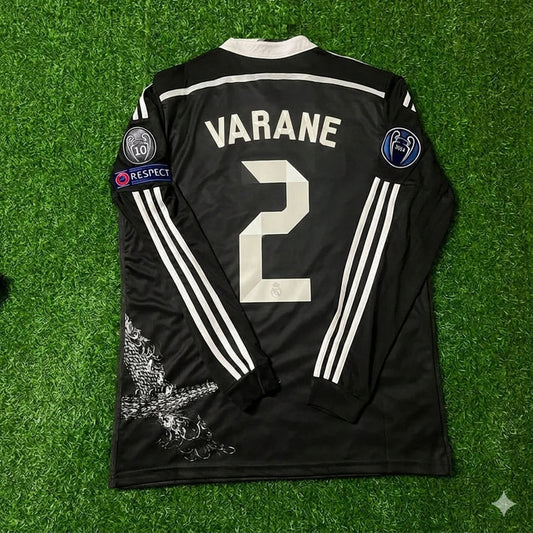 Raphaël Varane 2- Real Madrid 2015 Dragon Black Retro Trikot Fußballtrikot