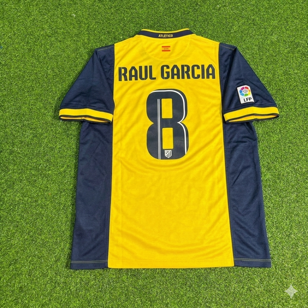 Raul Garcia #8 Atlético Madrid 2013-2014 Auswärts Gelbes Fußballtrikot