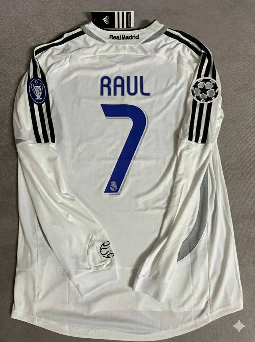 Raúl González 7- Real Madrid 2006-2007 White Black Jersey Soccer Shirt