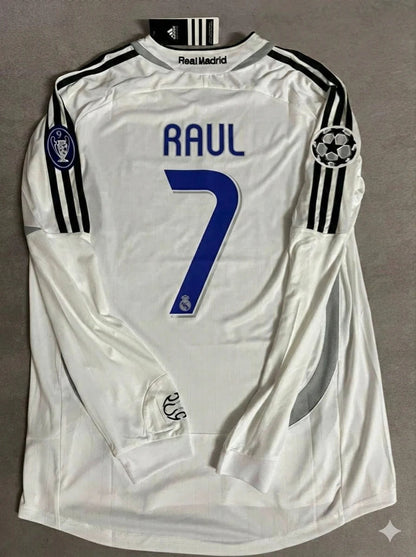 Raúl González 7- Real Madrid 2006-2007 White Black Jersey Soccer Shirt