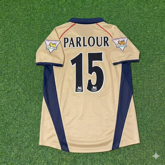 Camiseta retro dorada de visitante del Arsenal 2001-2002 Ray Parlour #15