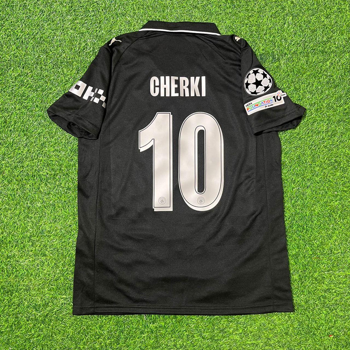 Rayan Cherki 10 Manchester City Schwarzes Fußballtrikot Neue Saison 2026 Champions-League-Aufnäher