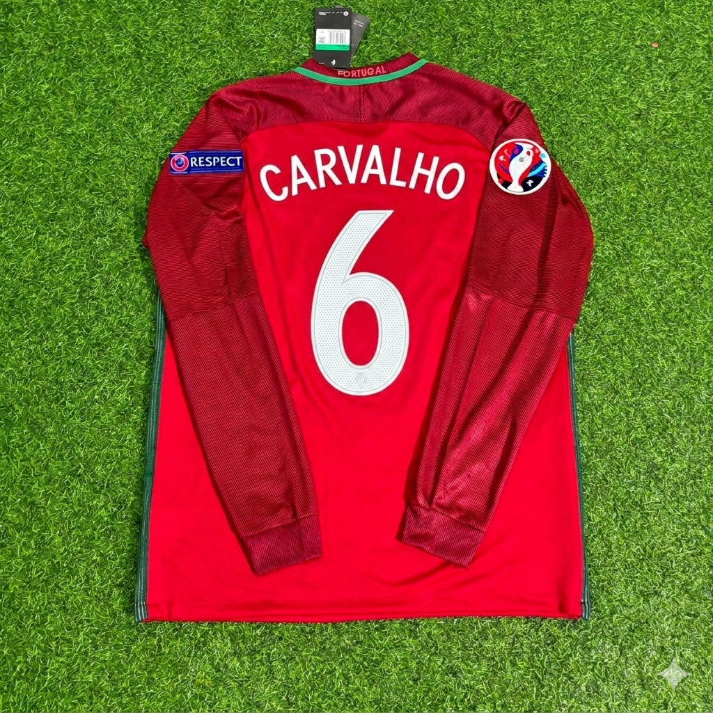 Ricardo Carvalho 6- Portugal EURO 2016 Final Long Sleeve Retro Football Jersey