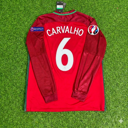 Ricardo Carvalho 6- Portugal EURO 2016 Final Long Sleeve Retro Football Jersey
