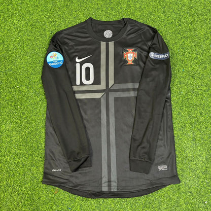 Ricardo Quaresma #10 Portugal Euro 2012 Auswärts Schwarz Langarm Retro Fußballtrikot
