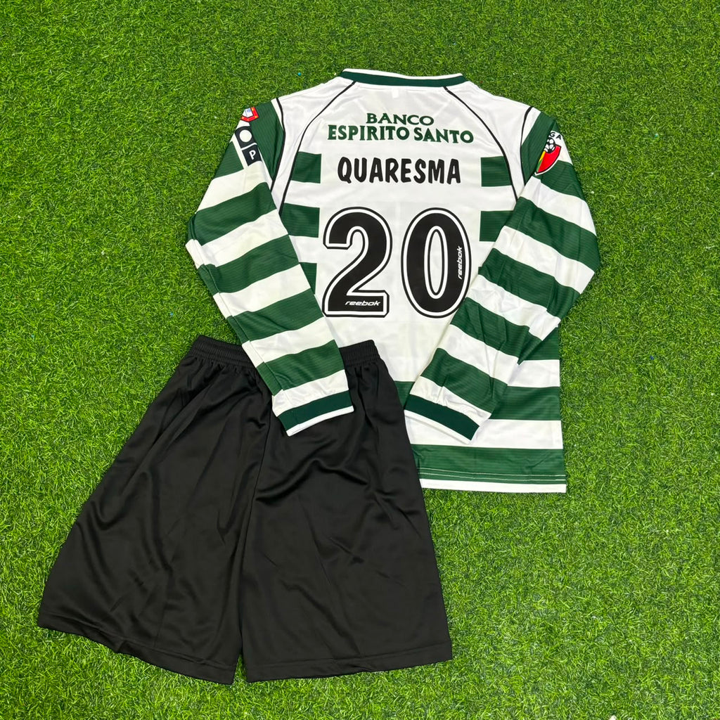 Ricardo Quaresma Sporting Lissabon Langarm Retro Kinder Trikot Fußballtrikot