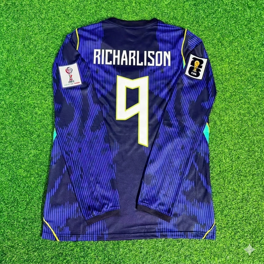 Richarlison 9# Brasilien 2026 WM Ärmel Blaues Auswärtstrikot