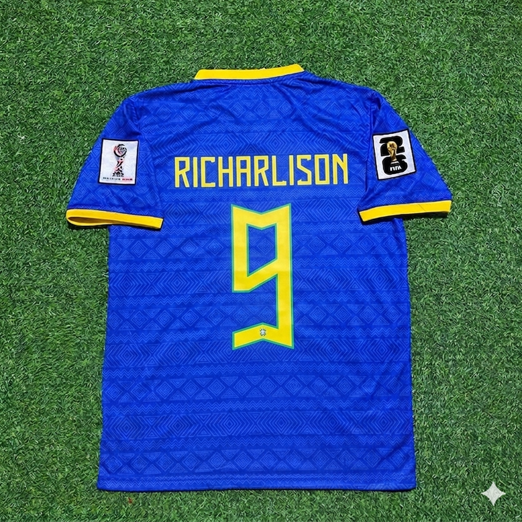 Maillot de Foot Richarlison 9 - Brésil Coupe du Monde 2026 Bleu Nouvelle Saison