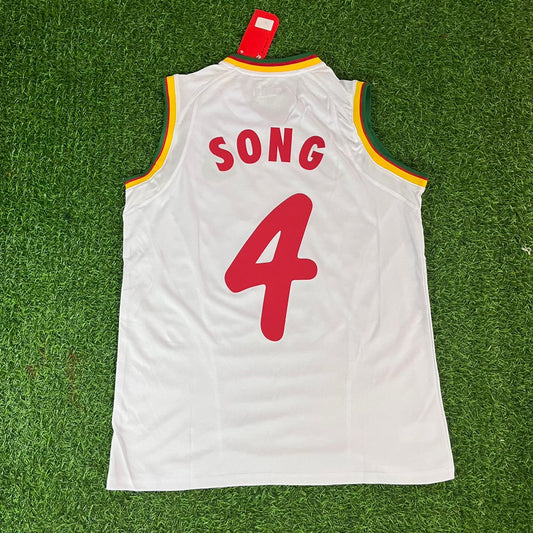 Rigobert Song 4 – Cameroon 2002 World Cup Sleeveless White Kit Jersey – | Trikot | Maillot Soccer Shirt