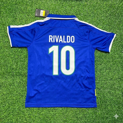 Rivaldo Brasilien 1997 Blaues Retro-Fußballtrikot