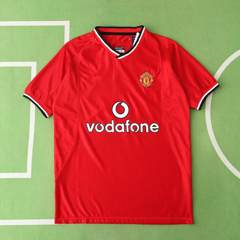 Maillot de football rétro rouge domicile Manchester United F.C. saison 00/02