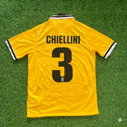 Giorgio Chiellini Juventus 2013/2014 Yellow Away Retro Football Jersey