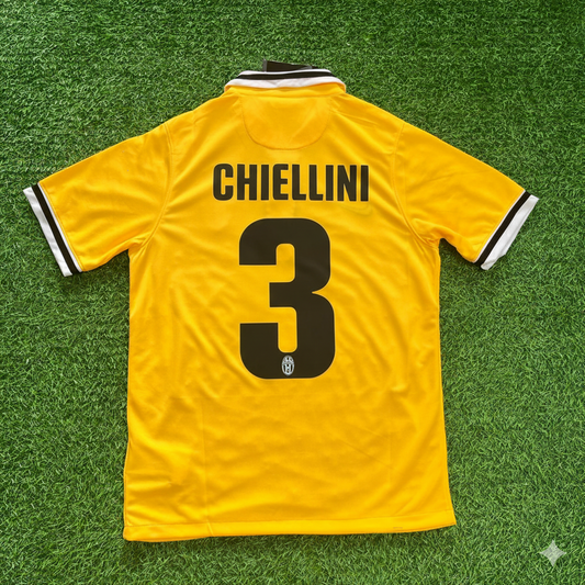 Camiseta de fútbol retro amarilla de visitante de Giorgio Chiellini Juventus 2013/2014