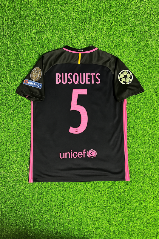 Sergio Busquets 2014/15 Camiseta Retro Negra y Rosa Maillot Trikot Maglia
