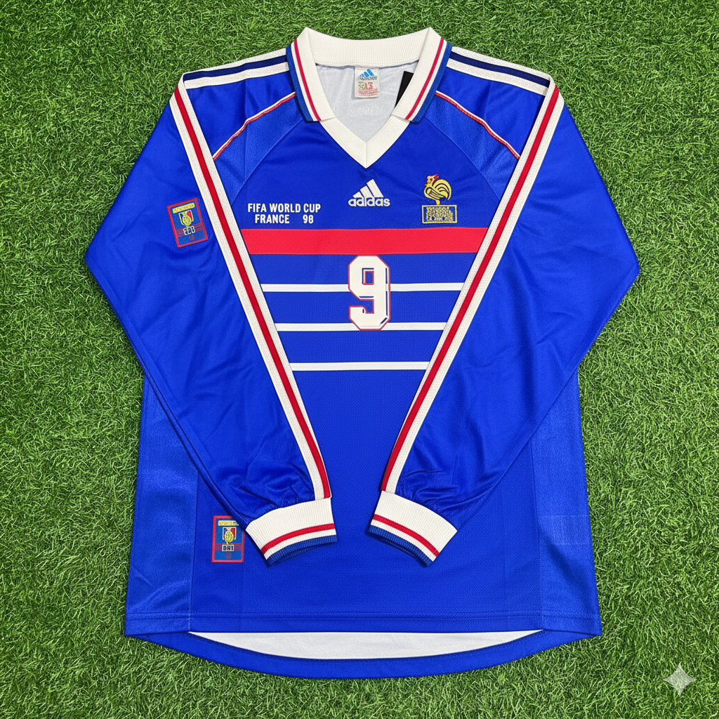 Maillot de football rétro à manches longues de la Coupe du monde 1998, France – Nicolas Anelka