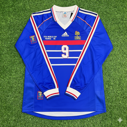 Maillot de football rétro à manches longues de la Coupe du monde 1998, France – Nicolas Anelka