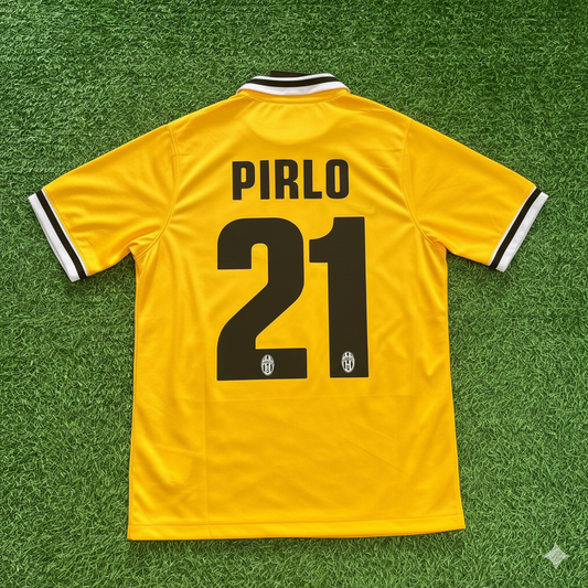 Camiseta de fútbol retro amarilla de visitante de Andrea Pirlo Juventus 2013/2014