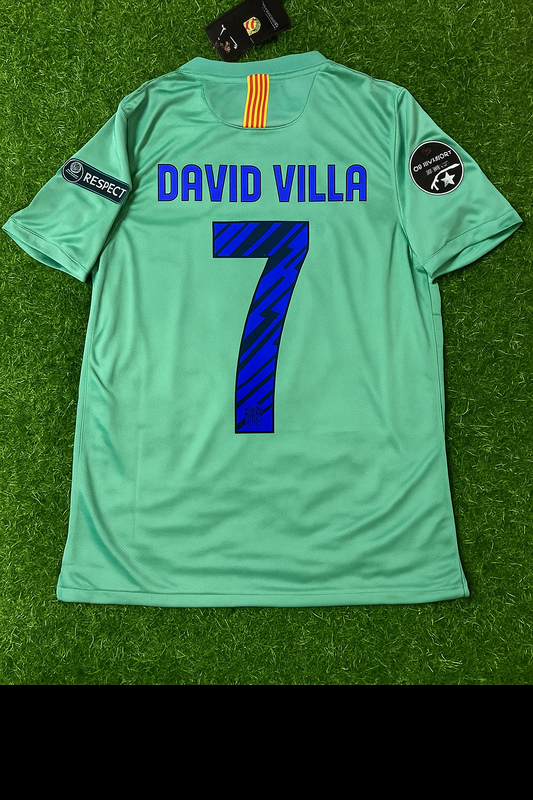 David Villa 7 - Maillot Domicile Rétro Barcelone 2011/2012 Bleu Rouge